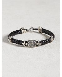 John Varvatos | Metallic Braided Cuff With Silver Detail for Men | Lyst