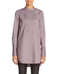 Vince | Brown Pleated Stretch-cotton Shirt | Lyst
