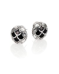 John Hardy | Metallic Naga Enamel & Sterling Silver Button Earrings | Lyst