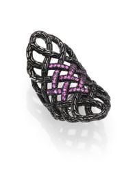 John Hardy | Classic Chain Pink Sapphire Blackened Sterling Silver Saddle Ring | Lyst