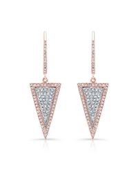Anne Sisteron - Pink 14kt Rose And White Gold Diamond Triangle Earrings - Lyst