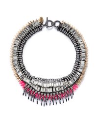 Venna | Pink Crystal Fringe Spike Necklace | Lyst