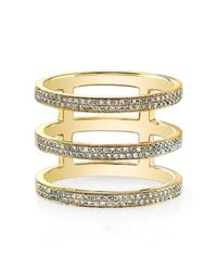 Anne Sisteron - 14kt Yellow Gold Diamond Triple Bar Ring - Lyst