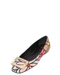 Roger Vivier | Multicolor U Look Floral Print Cotton Canvas Flats | Lyst
