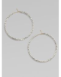 Mizuki | Metallic Sterling Silver and 14k Yellow Gold Beaded Hoop Earrings | Lyst
