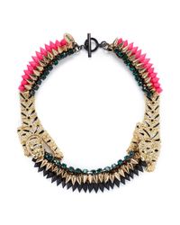 Venna | Multicolor Crystal Pavé Tiger Spike Crystal Necklace | Lyst
