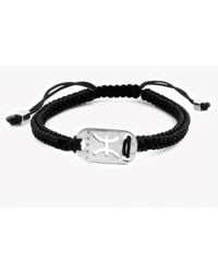Tateossian - Metallic Zodiac Silver Pisces Black Macramé Bracelet for Men - Lyst