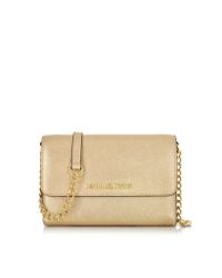 Michael Kors - Metallic Saffiano Leather Jet Set Travel Large Smartphone Crossbody - Lyst