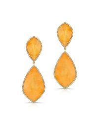 Anne Sisteron - 14kt Yellow Gold Orange Mother Of Pearl Diamond Earrings - Lyst