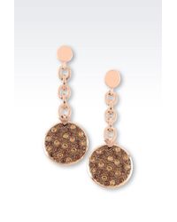 Emporio Armani | Metallic Drop Earrings In Gold-Plated Steel And Topaz | Lyst
