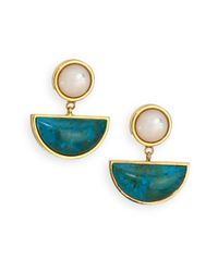 Lizzie Fortunato | Metallic Tortola Mother-of-pearl & Chrysocolla Geometric Drop Earrings | Lyst