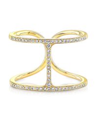 Anne Sisteron - 14kt Yellow Gold Diamond H Ring - Lyst