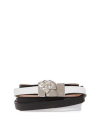 Alexander McQueen | Black Triple Strap Skull Leather Bracelet | Lyst