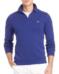 Lacoste | Blue Quarter-zip Fleece Sweatshirt for Men | Lyst