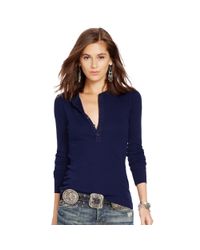 Polo Ralph Lauren | Blue Cotton Long-sleeved Henley | Lyst