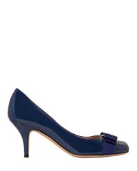 Ferragamo | Blue 70mm Carla Patent Leather Pumps | Lyst