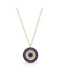 Anne Sisteron - 14kt Yellow Gold Diamond And Sapphire Disc Necklace - Lyst
