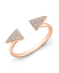 Anne Sisteron - Metallic 14kt Rose Gold Diamond Double Triangle Ring - Lyst