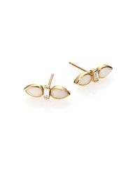Zoe Chicco | Metallic Opal, Diamond & 14k Yellow Gold Stud Earrings | Lyst
