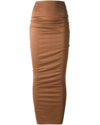 Givenchy Ruched Fitted Skirt in Brown | Lyst