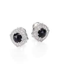 Judith Ripka | Metallic Luna White Sapphire Black Onyx Button Earrings | Lyst