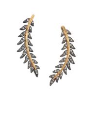 Adriana Orsini | Metallic Plume Pavé Crystal Earrings | Lyst
