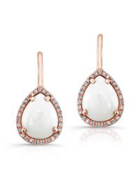 Anne Sisteron - Pink 14kt Rose Gold White Agate Diamond Pear Shape Earrings - Lyst