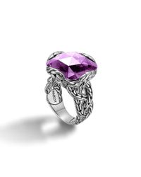 John Hardy | Metallic Batu Bamboo Small Silver Amethyst Ring | Lyst