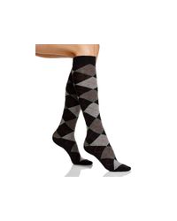 Hue | Black Argyle Knee Socks | Lyst
