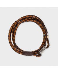 Paul Smith | Men's Light And Dark Brown Leather Wrap Bracelet for Men | Lyst