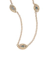 Jacquie Aiche | Metallic Multicolor Diamond & 14k Yellow Gold Eye Station Necklace | Lyst