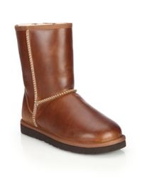 Ugg | Brown Classic Short Leather & Pure Boots | Lyst