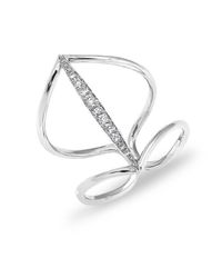 Anne Sisteron - Metallic 14kt White Gold Petal Diamond H Ring - Lyst