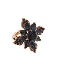 Oscar de la Renta | Blue Crystal Flower Ring | Lyst