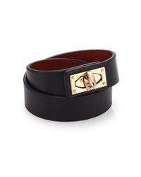 Givenchy | Black Leather Two-row Shark Turnlock Bracelet | Lyst