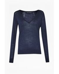 French Connection | Blue Jupiter Knits V Neck Jumper | Lyst