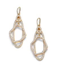 ABS By Allen Schwartz | Metallic Geometric Layered Pave Drop Earrings | Lyst