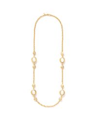Kenneth Jay Lane | Metallic Faux Pearl Station Crystal Chain Necklace | Lyst