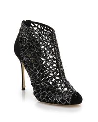 Sergio Rossi | Black Tresor Swarovski Crystal & Suede Booties | Lyst