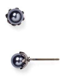 Pink Pony | Gray Lauren Faux Pearl Stud Earrings | Lyst