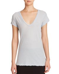 James Perse | Blue Cotton Jersey V-neck Tee | Lyst