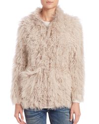 IRO | Beige Karare Shearling Zip-up Jacket | Lyst