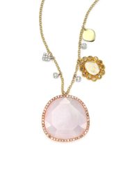 Meira T | Metallic Purple Jade, Diamond, 14k White, Yellow & Rose Gold Pendant Necklace | Lyst
