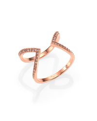 Michael Kors | Metallic Motif Pave Open Arrow Ring/Rose Goldtone | Lyst