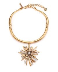 Oscar de la Renta | Metallic Starburst Faux Pearl Pendant Collar Necklace | Lyst
