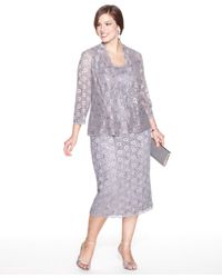 Lyst - Alex Evenings Plus Size Sequin Lace Dress And Jacket in Gray