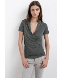 Velvet By Graham & Spencer - Gray Sierra Wrap Front Top - Lyst
