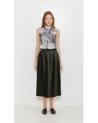 MM6 by Maison Martin Margiela | Black Faux Leather Pleated Skirt | Lyst
