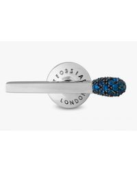 Tateossian - Metallic Match Stick Micro Pavé Pin In Silver With Blue Diamonds - Lyst