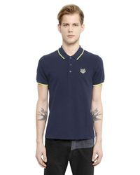KENZO | Blue Cotton Piqué Polo With Contrasting Trim for Men | Lyst